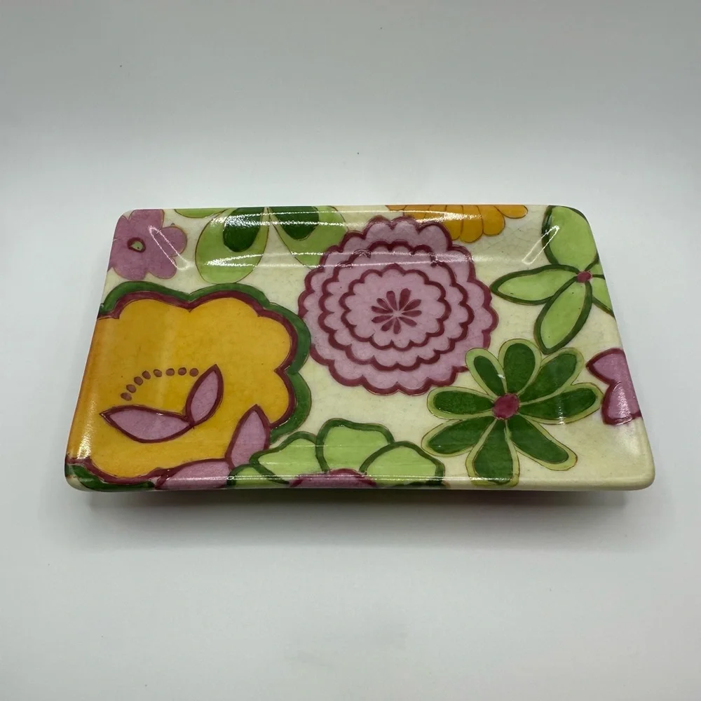 Floral Ceramic Cup and Soap Dish Set NWT